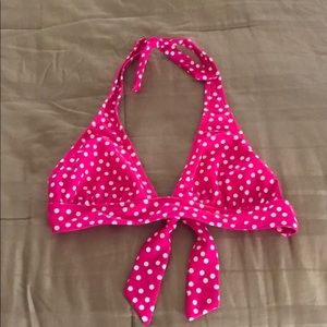 Pink polka dot triangle bikini top